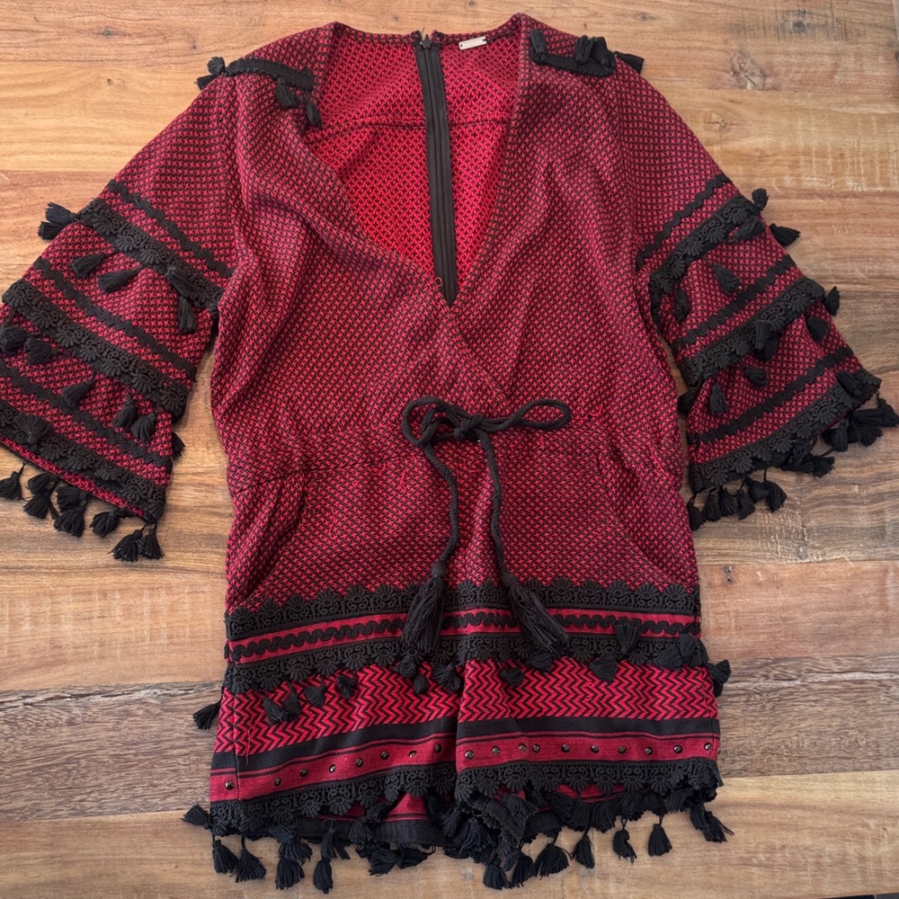 Dodo Bar Or Red and Black Houndstooth Fabric